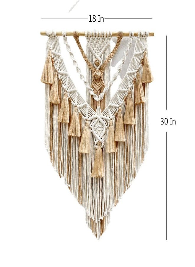 BMIDRUT Hanging Macrame Tapestry Woven Boho Wall Art Handmade Macrame Tapestry Home Wall Decor Wall Pediment 18x30 Inch (Brown) - Image 4